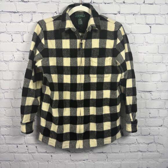 Lauren Ralph Lauren Jackets & Blazers - Lauren Ralph Lauren Black White Check Wool Blend Full Zip Flannel Jacket Size M